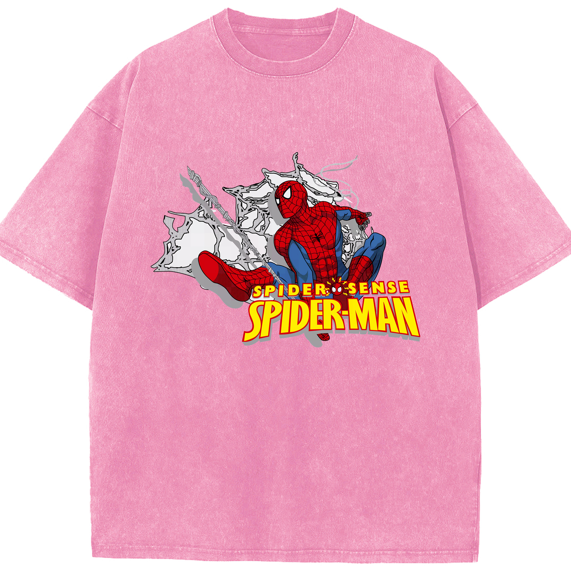 （画像用） Spider Man スパイダーマン 綿100% ヴィンテージ風 半袖Tシャツ（フロントプリント）